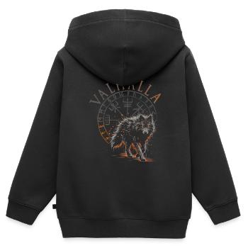 Valhalla Wolf Dieux nordiques Vikings nordiques - Sweat Premium à capuche zippé enfant bio - noir - Dos - AI Model Kid Male (0cm)