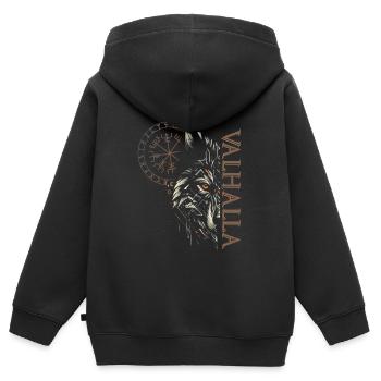 Valhalla Wolf Dieux nordiques Vikings nordiques - Sweat Premium à capuche zippé enfant bio - noir - Dos - AI Model Kid Male (0cm)