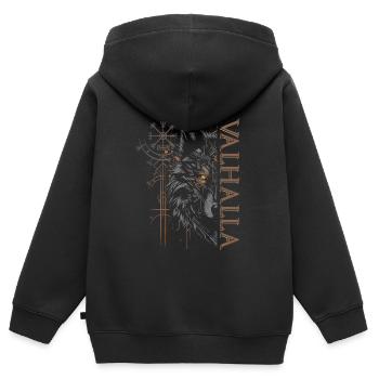 Valhalla Wolf Dieux nordiques Vikings nordiques - Sweat Premium à capuche zippé enfant bio - noir - Dos - AI Model Kid Male (0cm)