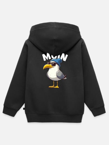 Moin Seagull Germania del Nord Saluti Mar Baltico Mare del Nord - Felpa Premium con cappuccio con zip bambino bio - nero