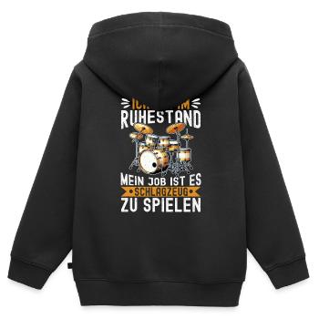 Batteur Batteur Percussion Musiciens - Sweat Premium à capuche zippé enfant bio - noir - Dos - AI Model Kid Male (0cm)