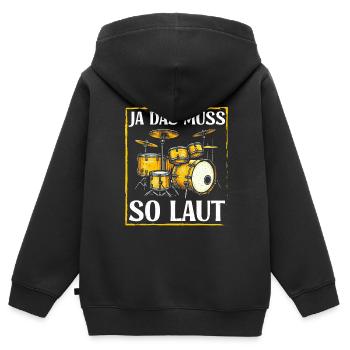 Batteur Batteur Percussion Musiciens - Sweat Premium à capuche zippé enfant bio - noir - Dos - AI Model Kid Male (0cm)