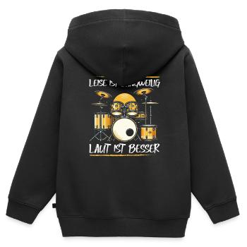 Batteur Batteur Percussion Musiciens - Sweat Premium à capuche zippé enfant bio - noir - Dos - AI Model Kid Male (0cm)
