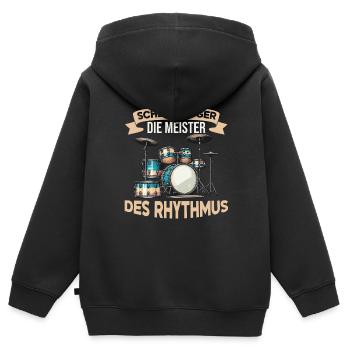 Batteur Batteur Percussion Musiciens - Sweat Premium à capuche zippé enfant bio - noir - Dos - AI Model Kid Male (0cm)