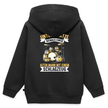 Batteur Batteur Percussion Musiciens - Sweat Premium à capuche zippé enfant bio - noir - Dos - AI Model Kid Male (0cm)