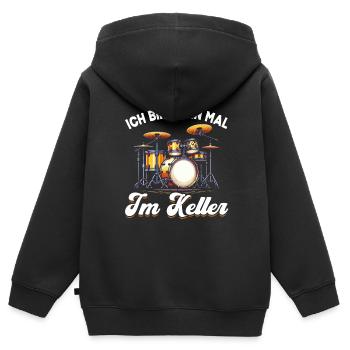 Batteur Batteur Percussion Musiciens - Sweat Premium à capuche zippé enfant bio - noir - Dos - AI Model Kid Male (0cm)