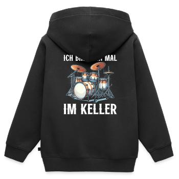 Batteur Batteur Percussion Musiciens - Sweat Premium à capuche zippé enfant bio - noir - Dos - AI Model Kid Male (0cm)