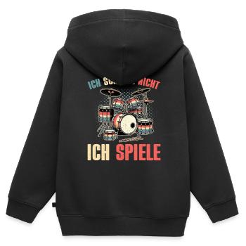 Batteur Batteur Percussion Musiciens - Sweat Premium à capuche zippé enfant bio - noir - Dos - AI Model Kid Male (0cm)
