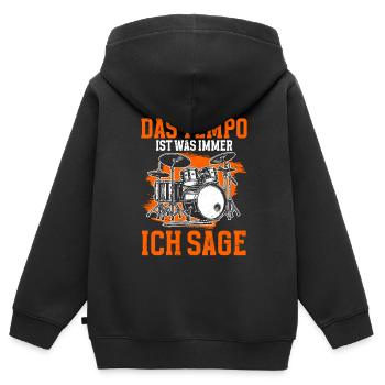 Batteur Batteur Percussion Musiciens - Sweat Premium à capuche zippé enfant bio - noir - Dos - AI Model Kid Male (0cm)