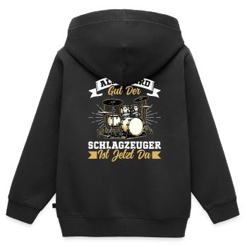 Batteur Batteur Percussion Musiciens - Sweat Premium à capuche zippé enfant bio - noir - Dos - AI Model Kid Male (0cm)