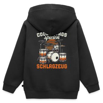 Batteur Batteur Percussion Musiciens - Sweat Premium à capuche zippé enfant bio - noir - Dos - AI Model Kid Male (0cm)