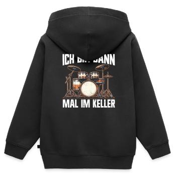 Batteur Batteur Percussion Musiciens - Sweat Premium à capuche zippé enfant bio - noir - Dos - AI Model Kid Male (0cm)