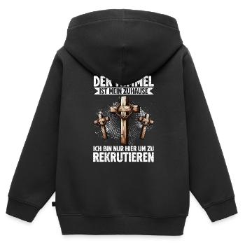 Service d’adoration des croyants catholiques chrétiens de Jésus - Sweat Premium à capuche zippé enfant bio - noir - Dos - AI Model Kid Male (0cm)