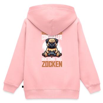 Il me tend la manette que le roi veut jouer - Sweat Premium à capuche zippé enfant bio - rose - Dos - AI Model Kid Female (0cm)