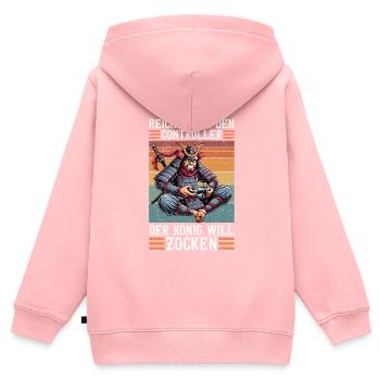 Il me tend la manette que le roi veut jouer - Sweat Premium à capuche zippé enfant bio - rose - Dos - AI Model Kid Female (0cm)
