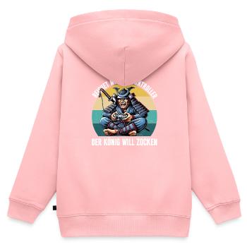Il me tend la manette que le roi veut jouer - Sweat Premium à capuche zippé enfant bio - rose - Dos - AI Model Kid Female (0cm)