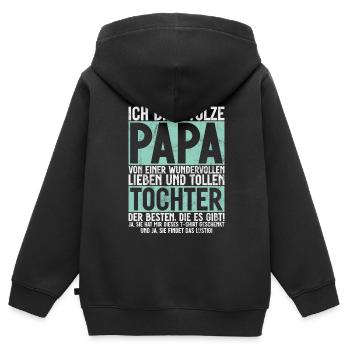 Papa Tochter Vatertag Vaterschaft Elternteil - Kinder Premium Organic Zip Hoodie - Schwarz - Hinten - AI Model Kid Male (0cm)