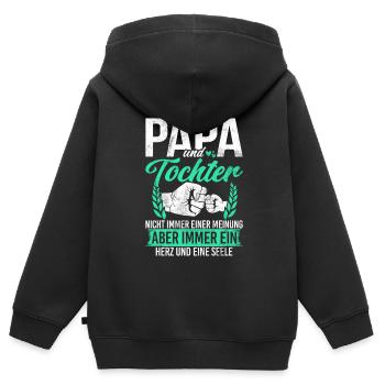 Papa Tochter Vatertag Vaterschaft Elternteil - Kinder Premium Organic Zip Hoodie - Schwarz - Hinten - AI Model Kid Male (0cm)