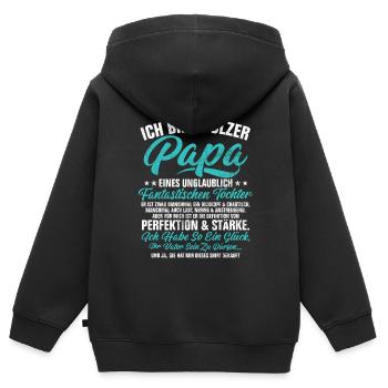 Papa Tochter Vatertag Vaterschaft Elternteil - Kinder Premium Organic Zip Hoodie - Schwarz - Hinten - AI Model Kid Male (0cm)