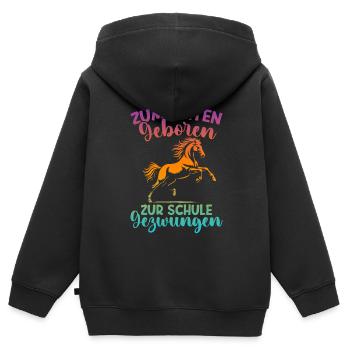 Reiten Reitsport Pferdereiter Pferdeliebhaber - Kinder Premium Organic Zip Hoodie - Schwarz - Hinten - AI Model Kid Male (0cm)
