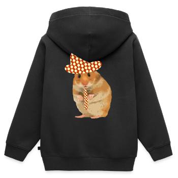 Hamster made chic - hat - tie - Kids Premium Organic Zip-up Hoodie - black - Back - AI Model Kid Male (0cm)