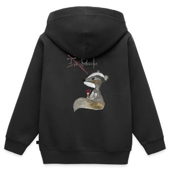 Frechdachs - Chefdachs - Kinder Premium Organic Zip Hoodie - Schwarz - Hinten - AI Model Kid Male (0cm)