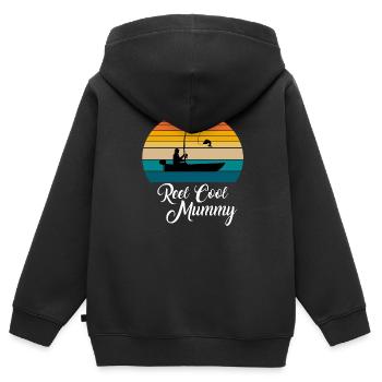 Reel Cool Mummy Fishing Gifts - Kinder Premium Organic Zip Hoodie - Schwarz - Hinten - AI Model Kid Male (0cm)
