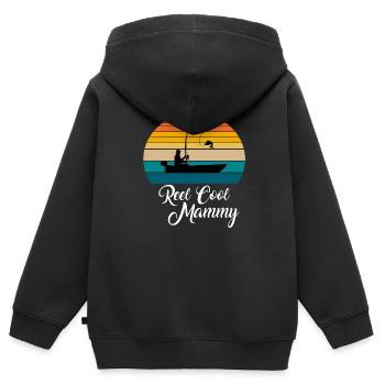 Reel Cool Mammy Cadeaux de pêche - Sweat Premium à capuche zippé enfant bio - noir - Dos - AI Model Kid Male (0cm)