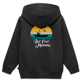 Reel Cool Mamma Fishing Gifts - Kinder Premium Organic Zip Hoodie - Schwarz - Hinten - AI Model Kid Male (0cm)