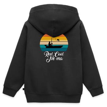 Reel Cool Ne ma Cadeaux de pêche - Sweat Premium à capuche zippé enfant bio - noir - Dos - AI Model Kid Male (0cm)