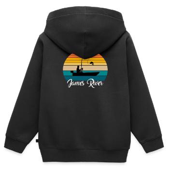 James River Fishing Spot - Kinder Premium Organic Zip Hoodie - Schwarz - Hinten - AI Model Kid Male (0cm)