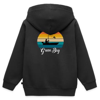 Green Bay Fishing Spot - Kids Premium Organic Zip-up Hoodie - black - Back - AI Model Kid Male (0cm)