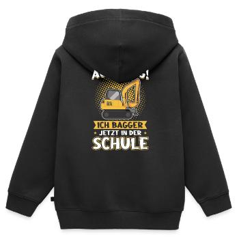 Achtung Ich bagger jetzt in der Schule Einschulung - Kinder Premium Organic Zip Hoodie - Schwarz - Hinten - AI Model Kid Male (0cm)