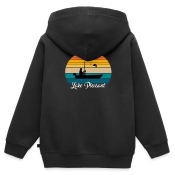 Lac Pleasant Fishing Spot - Sweat Premium à capuche zippé enfant bio - noir - Dos - AI Model Kid Male (0cm)
