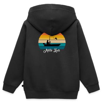 Mille Lacs Fishing Spot - Kids Premium Organic Zip-up Hoodie - black - Back - AI Model Kid Male (0cm)