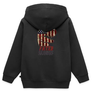 Dinosaure patriotique Fater - Sweat Premium à capuche zippé enfant bio - noir - Dos - AI Model Kid Male (0cm)