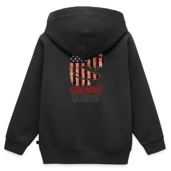 Dinosaure patriotique Granna - Sweat Premium à capuche zippé enfant bio - noir - Dos - AI Model Kid Male (0cm)