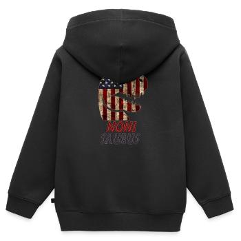 Dinosaure patriotique Noni - Sweat Premium à capuche zippé enfant bio - noir - Dos - AI Model Kid Male (0cm)