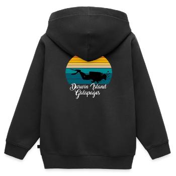 Darwin Island Galapagos Plongée - Sweat Premium à capuche zippé enfant bio - noir - Dos - AI Model Kid Male (0cm)