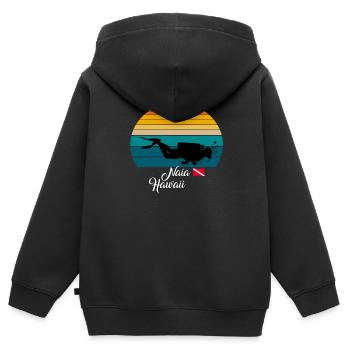 Naia Hawaii Diving - Kinder Premium Organic Zip Hoodie - Schwarz - Hinten - AI Model Kid Male (0cm)