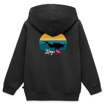 Libya Scuba Diving Gift - Kinder Premium Organic Zip Hoodie - Schwarz - Hinten - AI Model Kid Male (0cm)