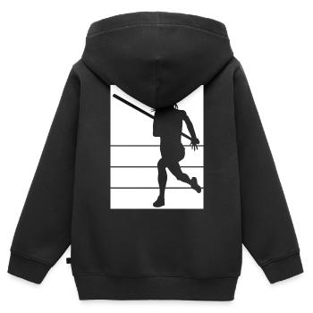 Athlétisme - Sweat Premium à capuche zippé enfant bio - noir - Dos - AI Model Kid Male (0cm)