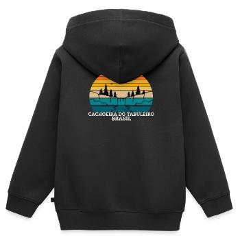 Cachoeira do Tabuleiro Brasil - Kinder Premium Organic Zip Hoodie - Schwarz - Hinten - AI Model Kid Male (0cm)