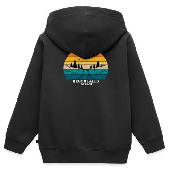 Chutes de Kegon Japon - Sweat Premium à capuche zippé enfant bio - noir - Dos - AI Model Kid Male (0cm)