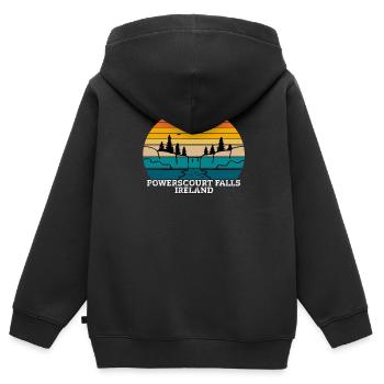 Chutes de Powerscourt Irlande - Sweat Premium à capuche zippé enfant bio - noir - Dos - AI Model Kid Male (0cm)