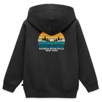 Salmon River Falls New York - Sweat Premium à capuche zippé enfant bio - noir - Dos - AI Model Kid Male (0cm)
