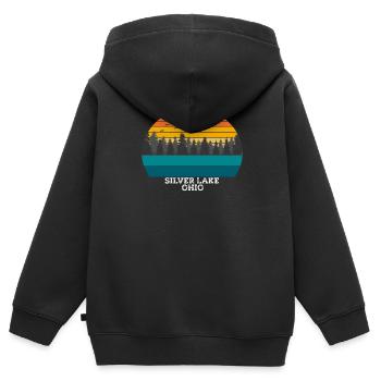 Silver Lake Ohio - Kinder Premium Organic Zip Hoodie - Schwarz - Hinten - AI Model Kid Male (0cm)
