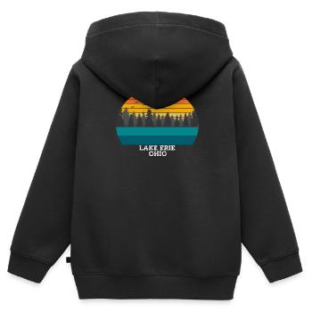 Lac Érié Ohio - Sweat Premium à capuche zippé enfant bio - noir - Dos - AI Model Kid Male (0cm)