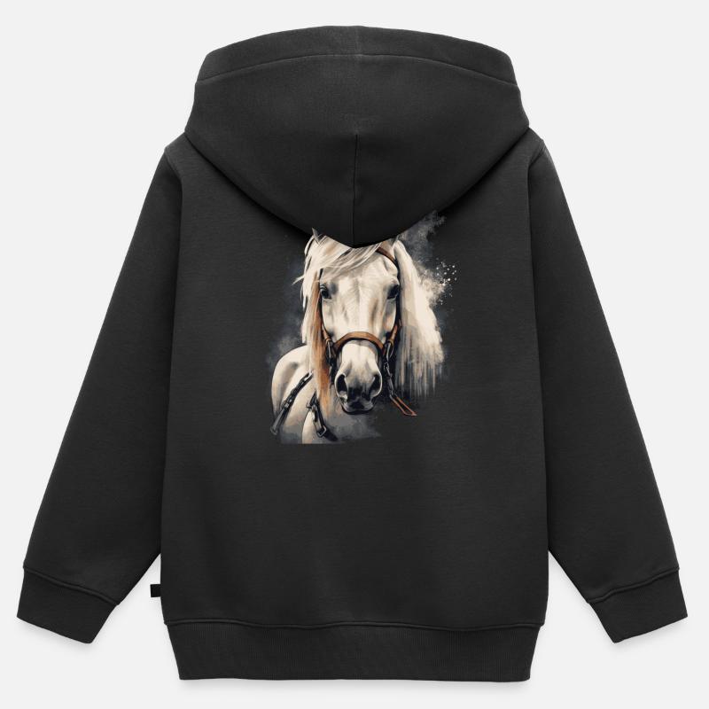 Cheval islandais - Sweat Premium à capuche zippé enfant bio - noir