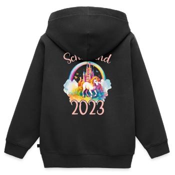 Schulkind 2023 Einschulung Einhorn Schule Schüler - Kinder Premium Organic Zip Hoodie - Schwarz - Hinten - AI Model Kid Male (0cm)